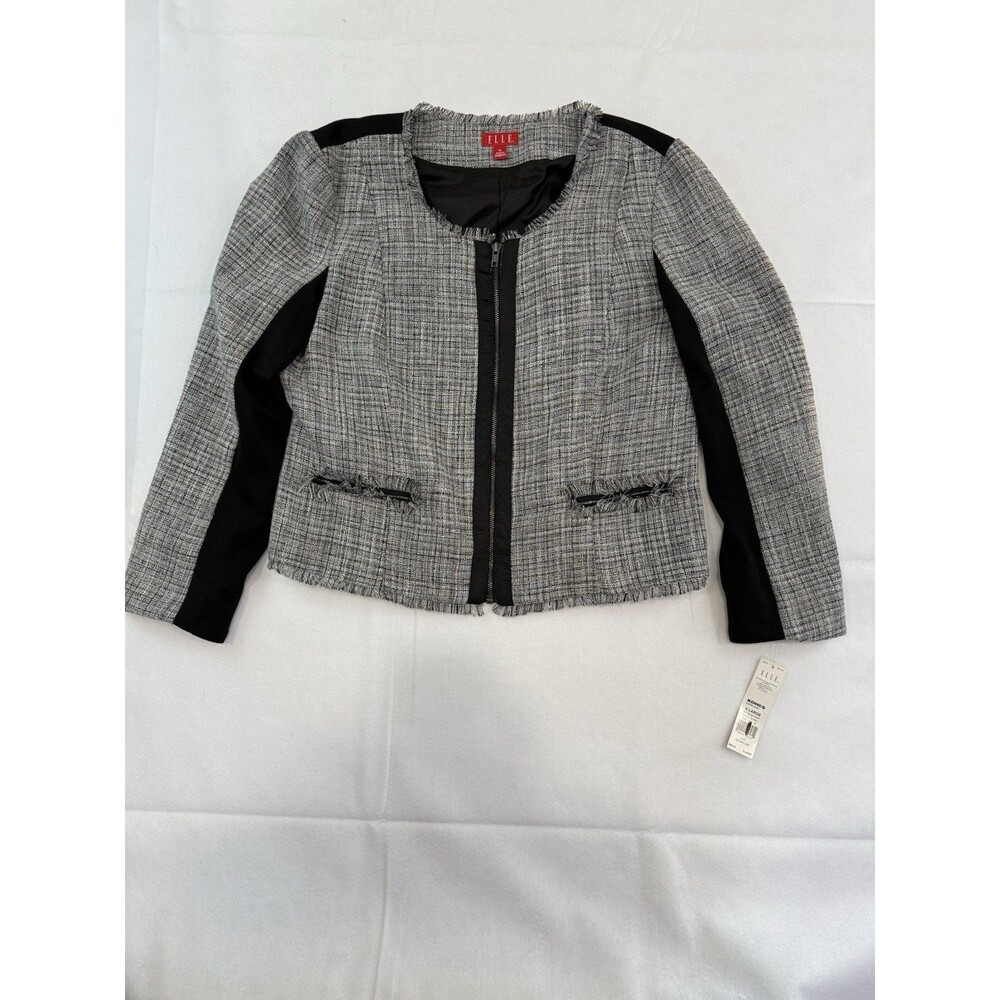 Elle Dress Jacket Zip Up Black NWT Size XL